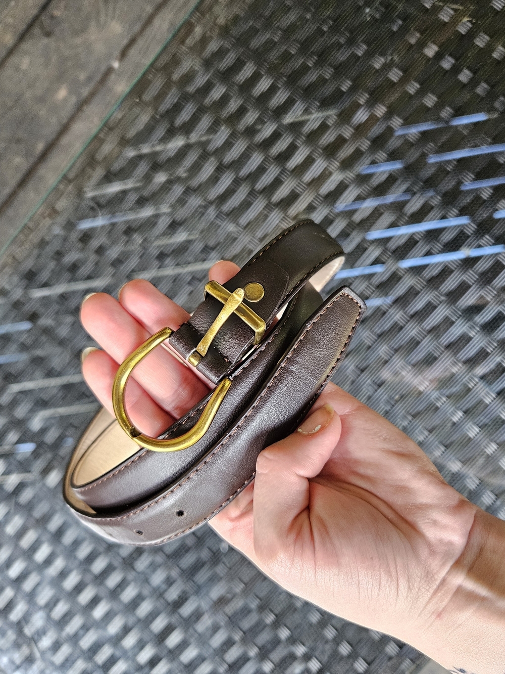 Target Dark Brown Leather Belt with Gold-Tone D-Ring Buckle